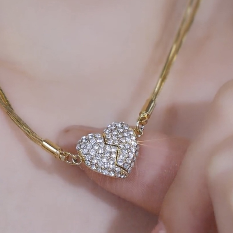 新款愛心滿鑽磁吸項錬