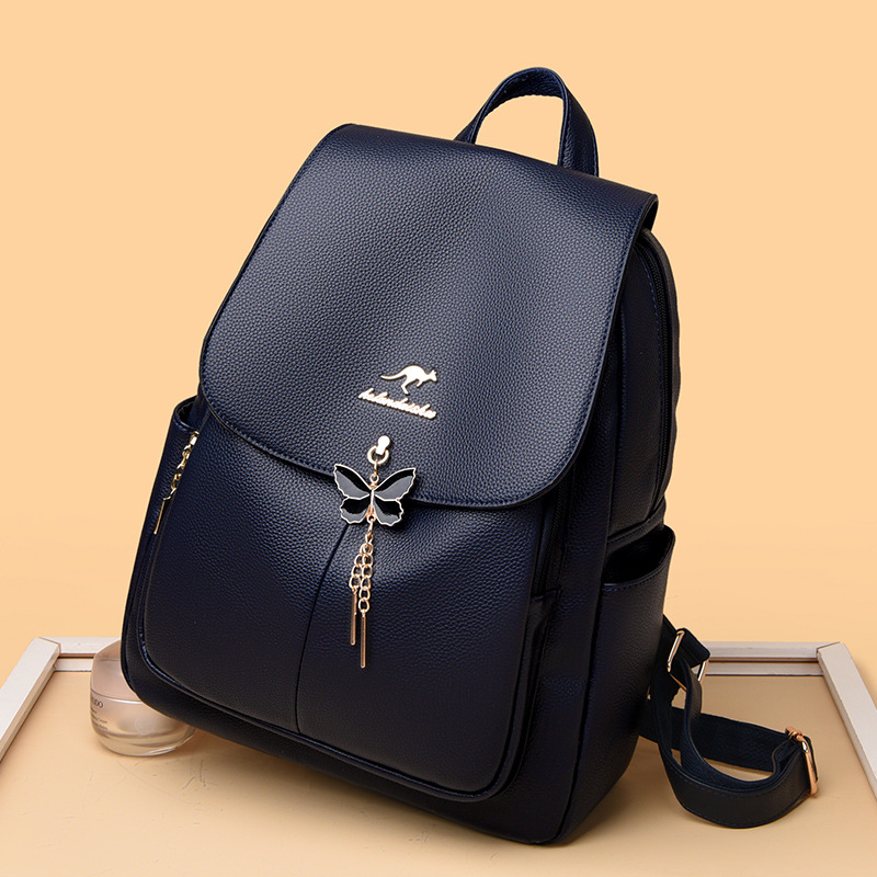 【沫緹甄選】舒適休閒女軟皮包休閒時尚大容量旅遊背包