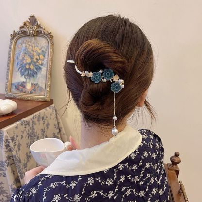 古風梅花則珍珠抓夾髮飾