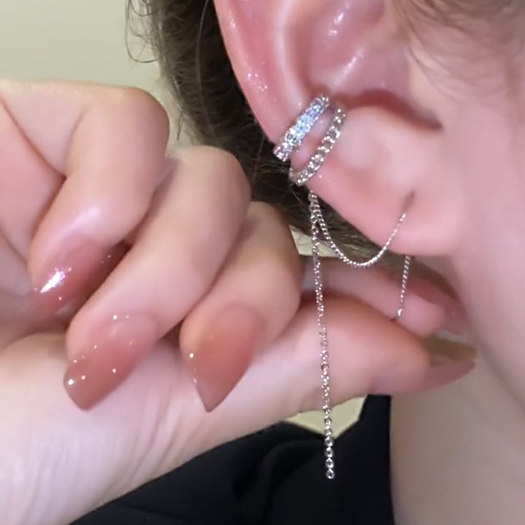 個性雙層圓圈耳針一體式耳骨夾