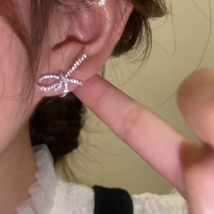 滿鑽蝴蝶結耳環S925純銀耳環