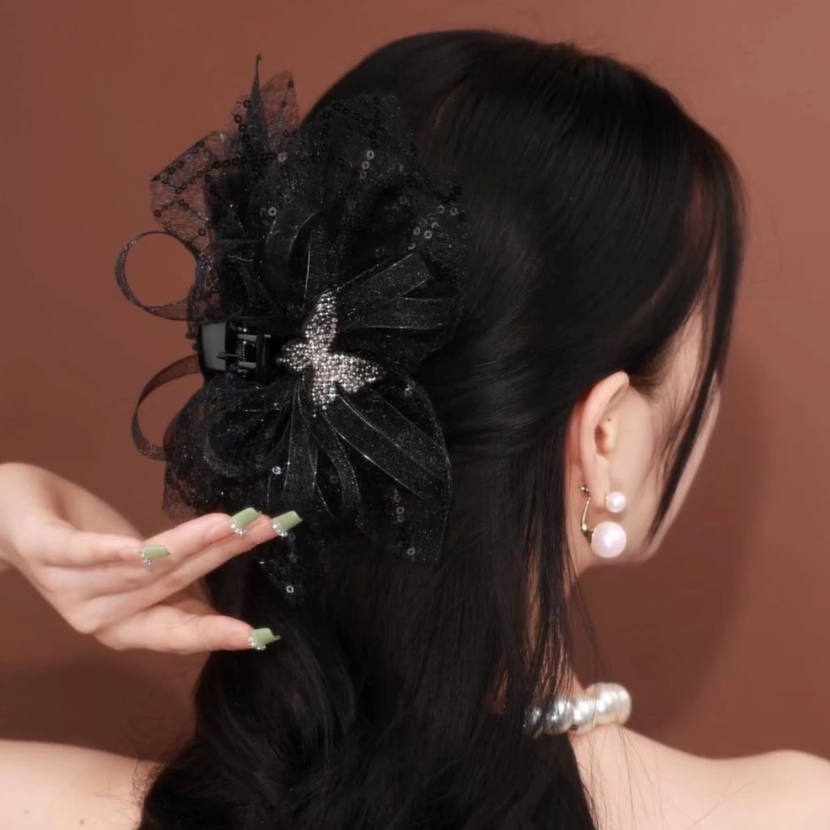 甜美布藝髮飾蝴蝶抓夾