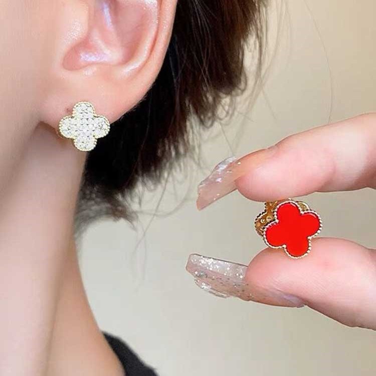 精致滿鑽四葉花AB兩戴雙面