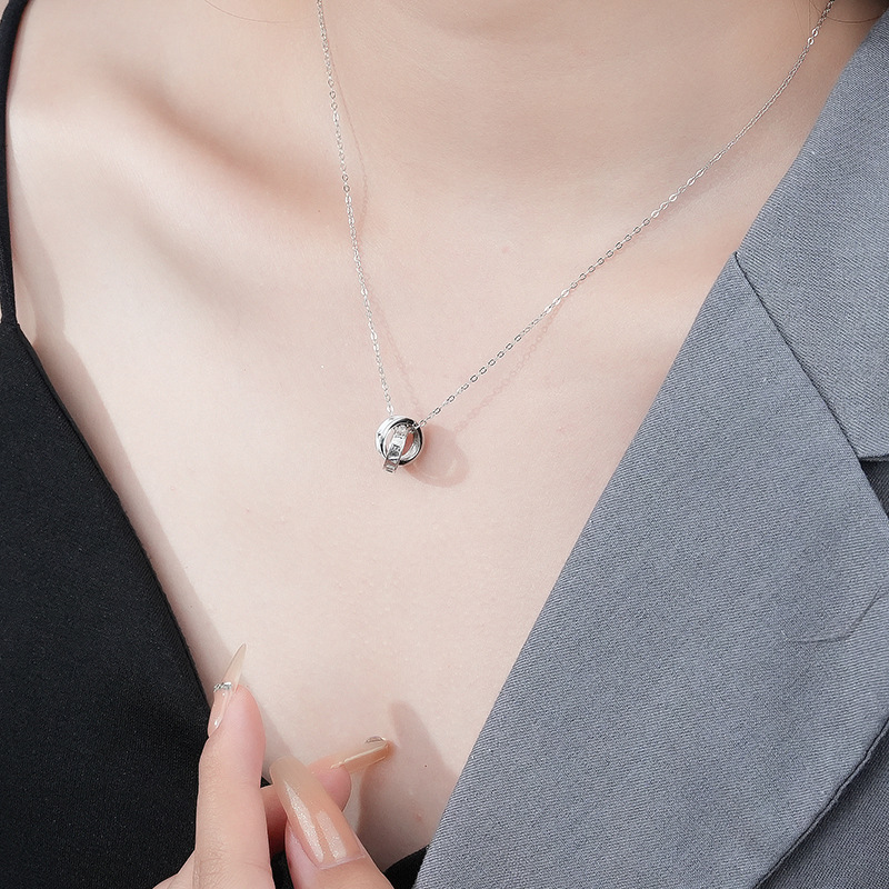 【沫緹甄選】星環宇宙925純銀七夕情人節雙環純銀情侶項鍊