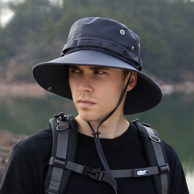 【沫緹甄選】漁夫帽男夏季大簷遮陽帽戶外登山防曬太陽帽