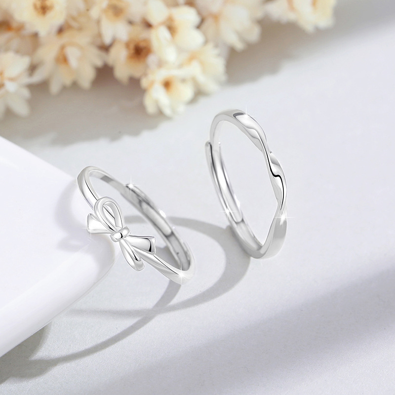 莫比烏斯蝴蝶結 純銀情侶戒指