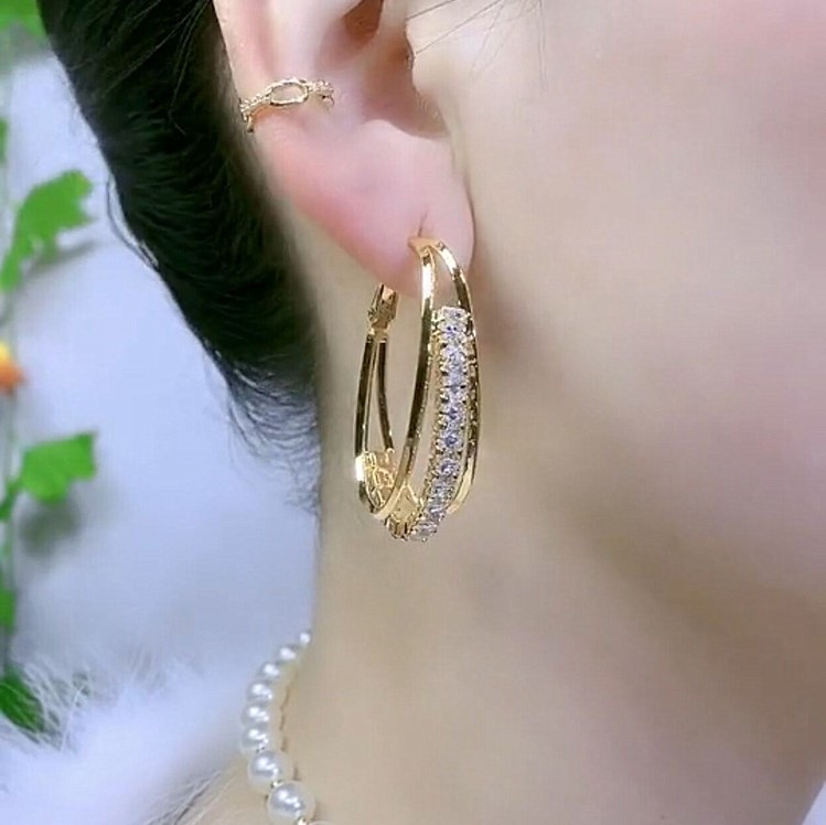 高級感鋯石圈圈耳環耳圈