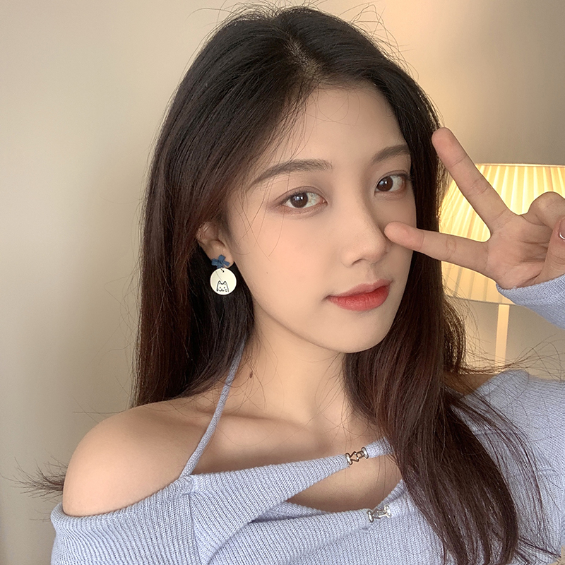 小貓咪插畫撞色耳環