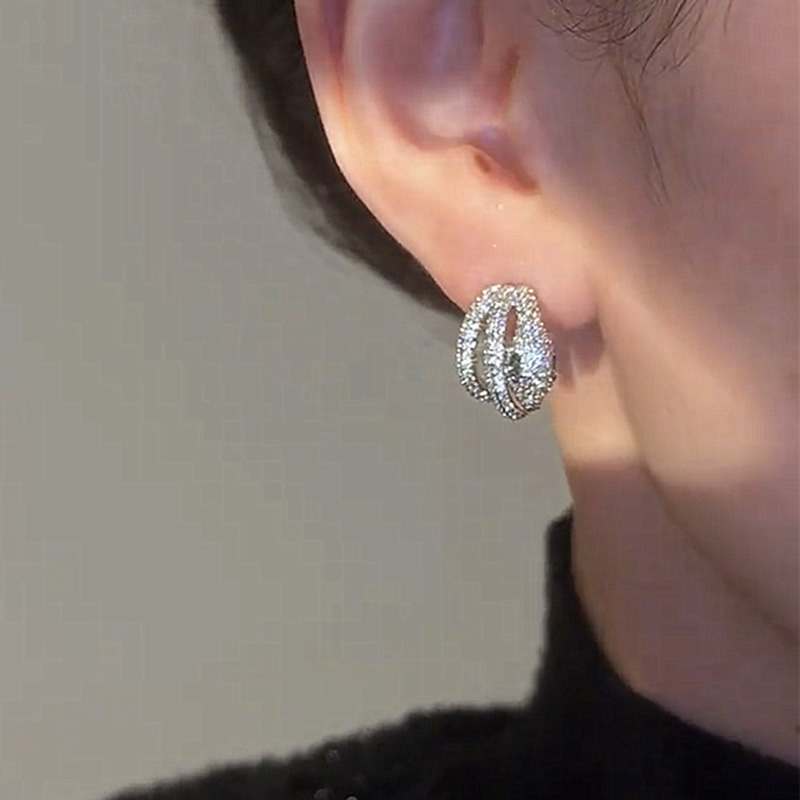 個性纏繞閃鑽蛇形耳環   