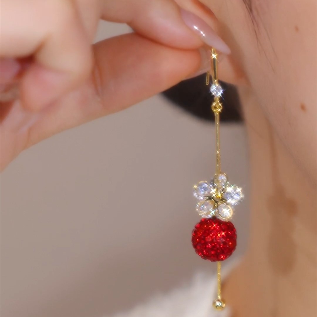 鴻運當頭 鋯石花朵流蘇耳環
