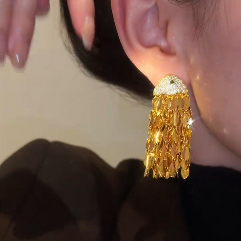 金色麥穗年年有餘流蘇耳環   