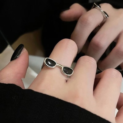 趣味墨鏡眼鏡開口戒指