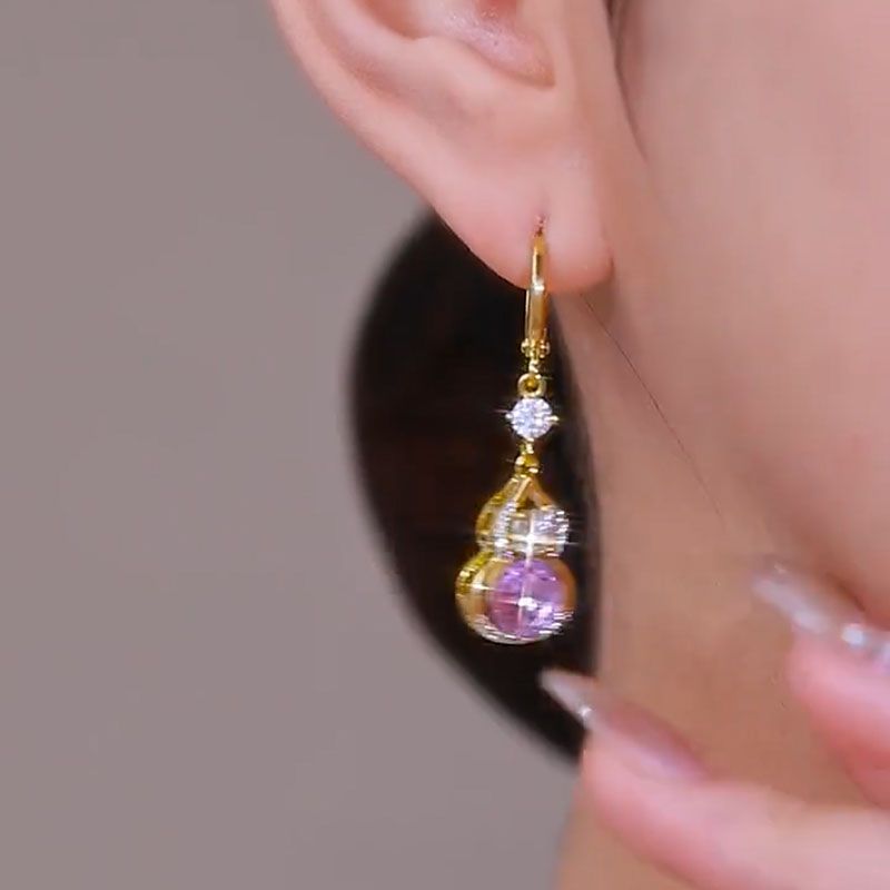 氣質藍色水晶葫蘆耳環