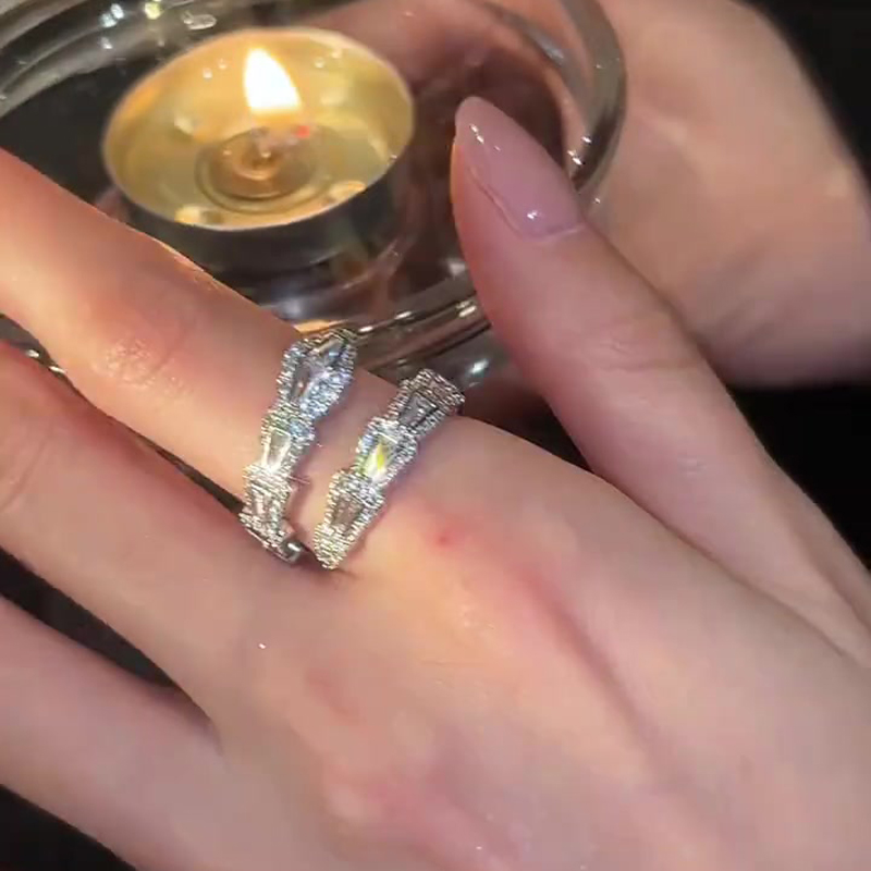 鋯石蛇形開口戒指 個性簡約食指戒