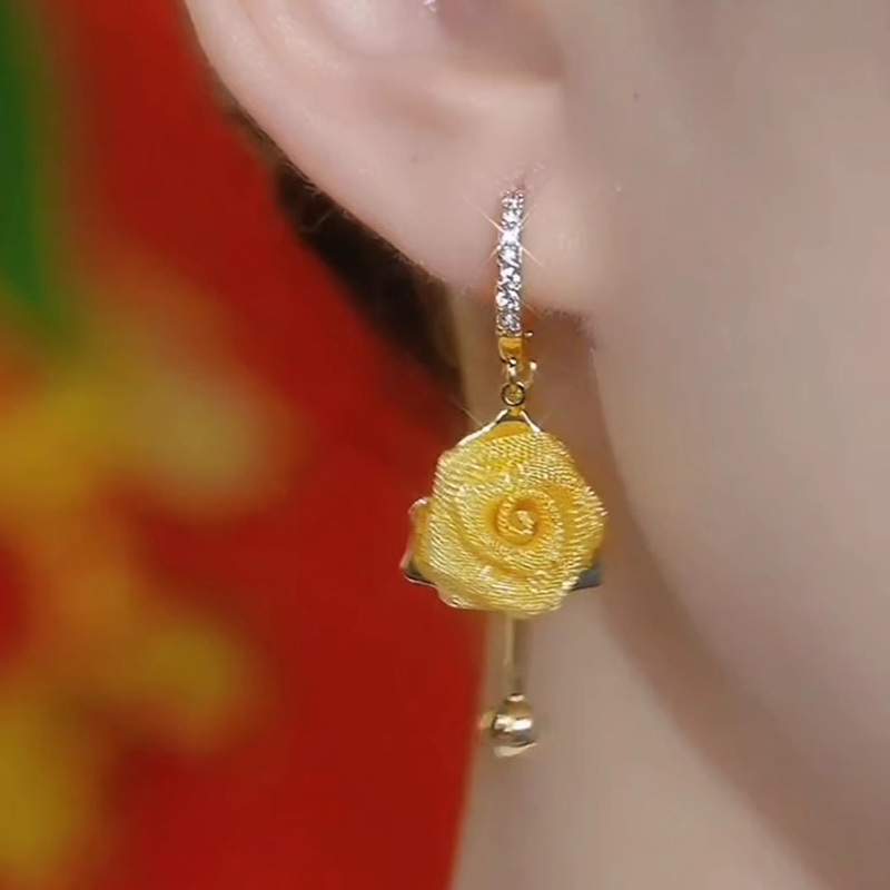 超仙氣質浪漫玫瑰花耳環