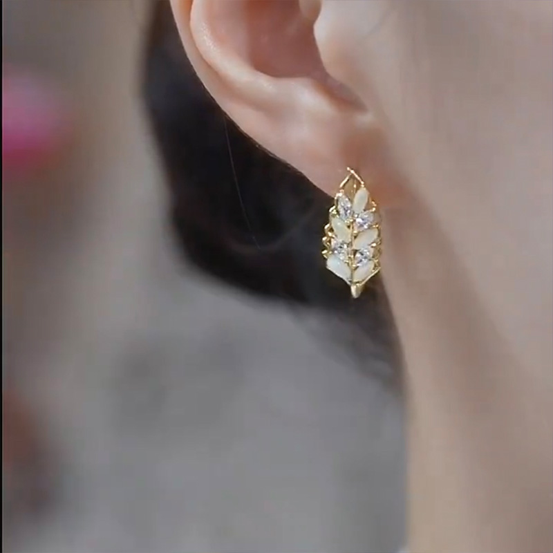 氣質輕奢貓眼石麥穗耳環