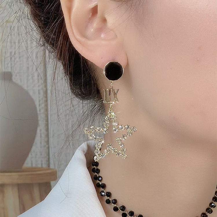 AB款五角星耳環不對稱設計
