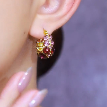 復古紫色鑲鑽C型耳環