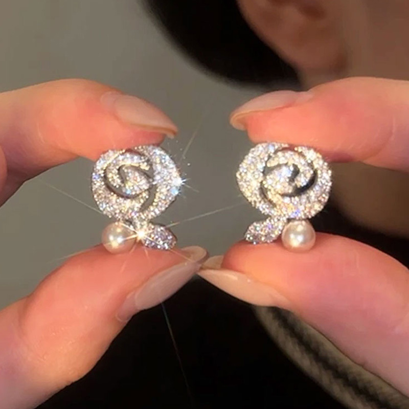 玫瑰花珍珠mini耳環