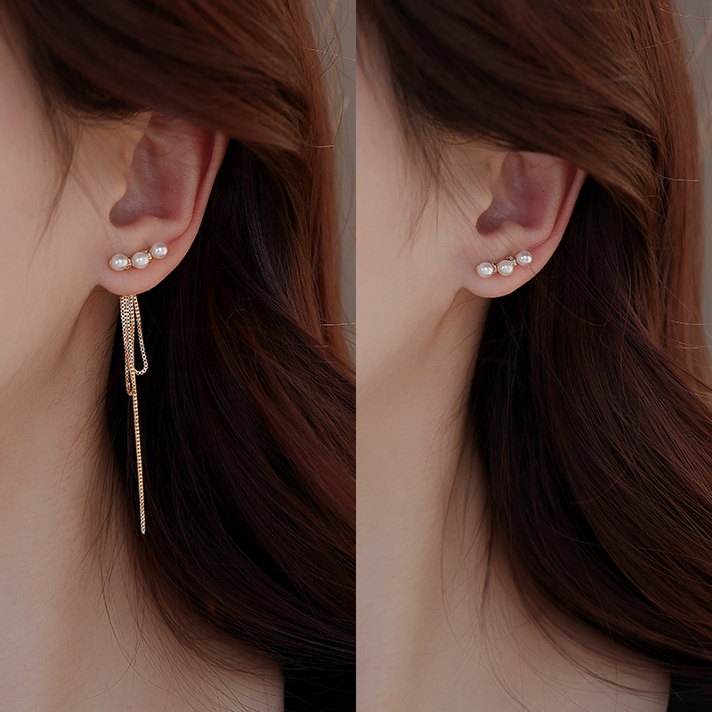 一款兩戴 珍珠流蘇耳環