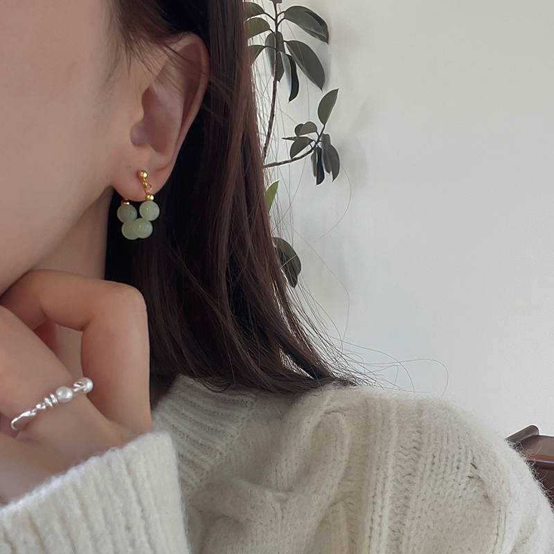 綠色貓眼石耳環 【一款兩戴】