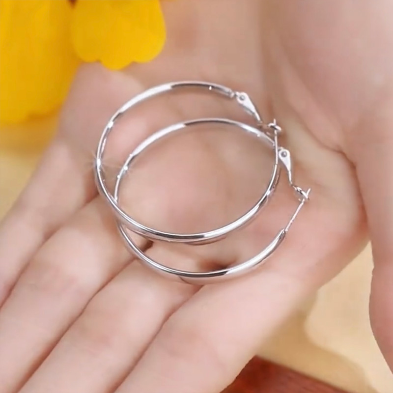 個性素圈銀針氣質耳環