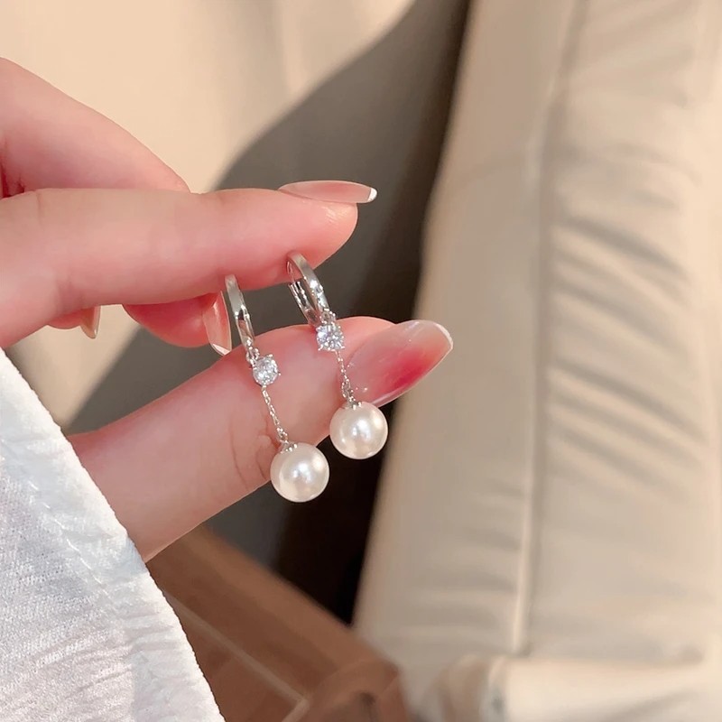 S925銀針流蘇珍珠耳環