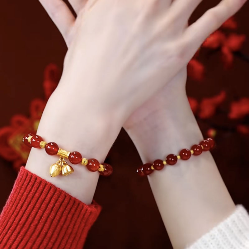 天然紅瑪瑙手錬精緻和田玉手串