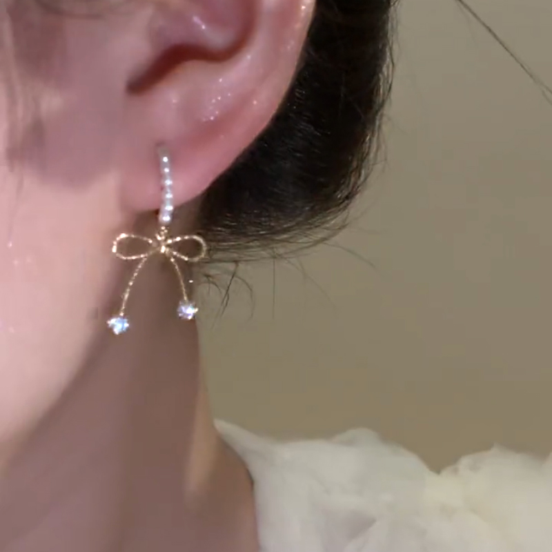 簡約甜美氣質蝴蝶結耳環