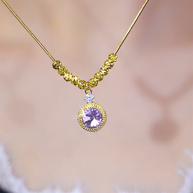 紫色圈圈轉運珠項錬