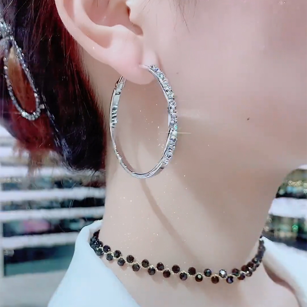 超閃鑽洋氣誇張大圈圈耳環