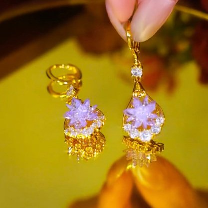 輕奢鑲鑽鋯石水晶耳環