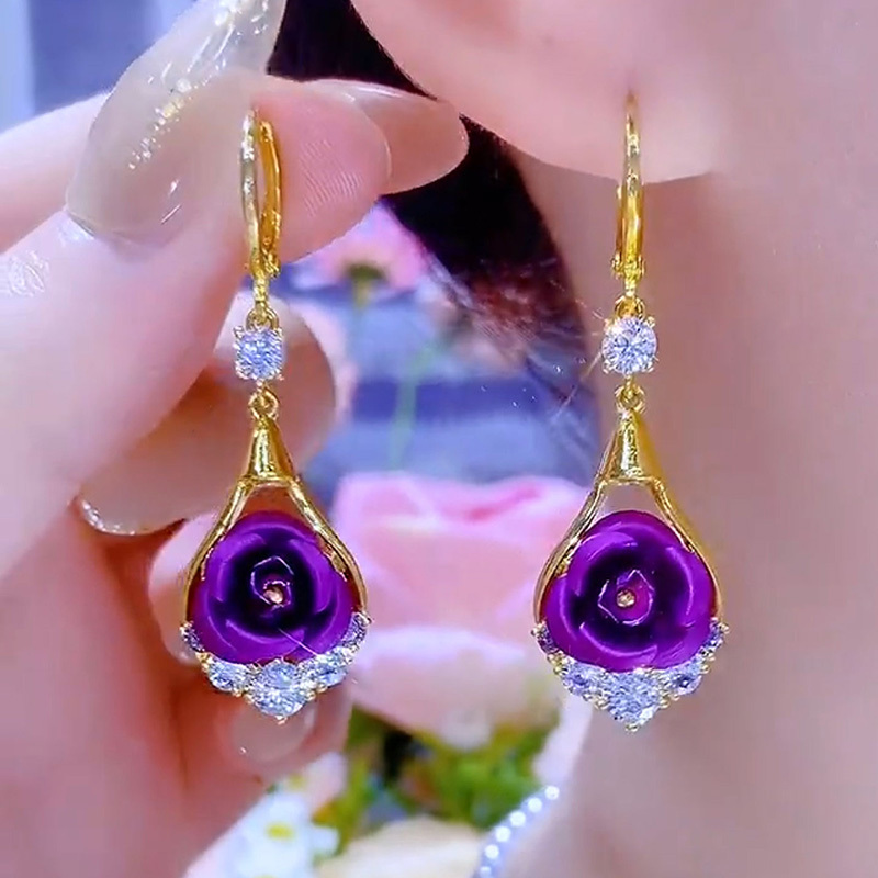 輕奢設計感黃玫瑰耳環