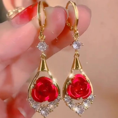 輕奢設計感玫瑰花耳環