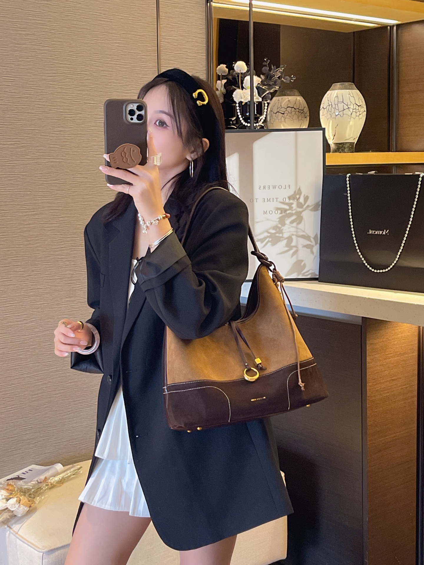 復古磨砂牛皮腋下包 通勤百搭斜肩包