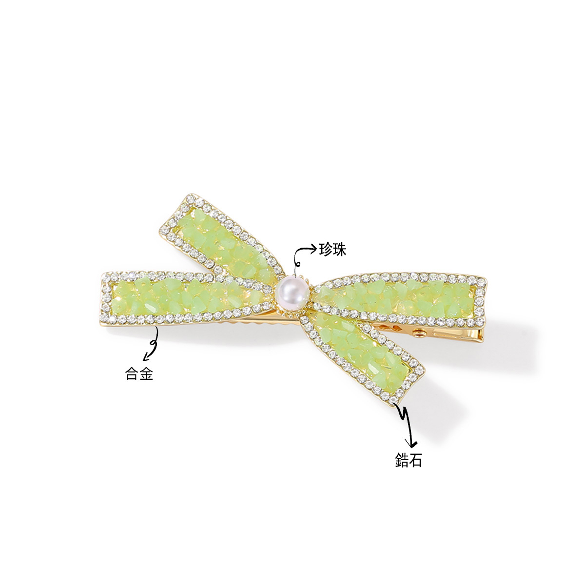 珍珠側邊夾蝴蝶結髮夾