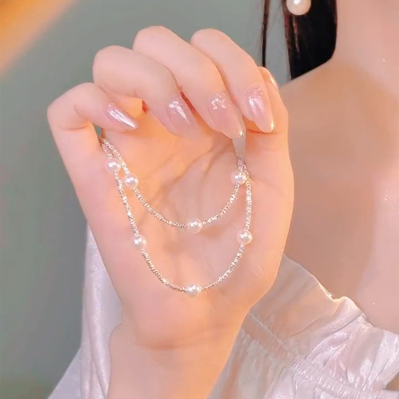 滿天星碎銀子珍珠手錬項鍊