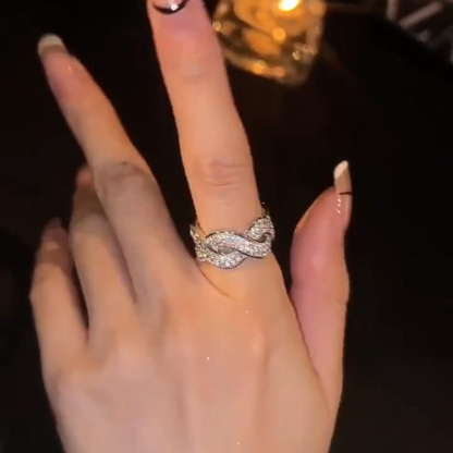 韓系名媛風交叉個性戒指           