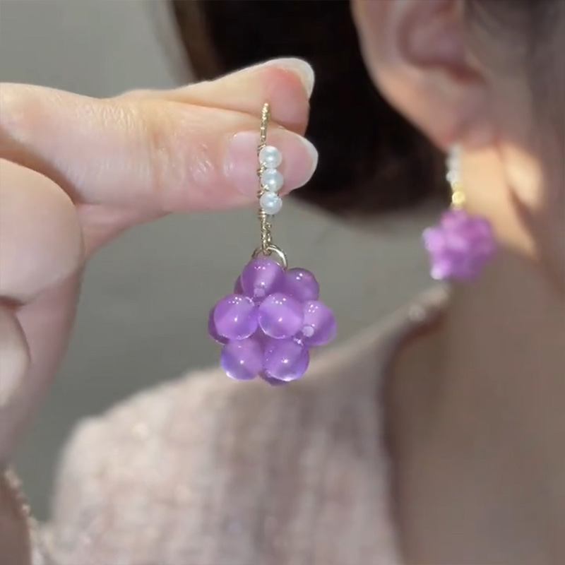 可愛水晶葡萄耳環