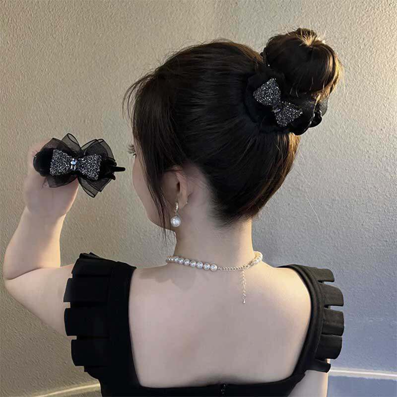 氣質優雅蝴蝶結黑色抓夾