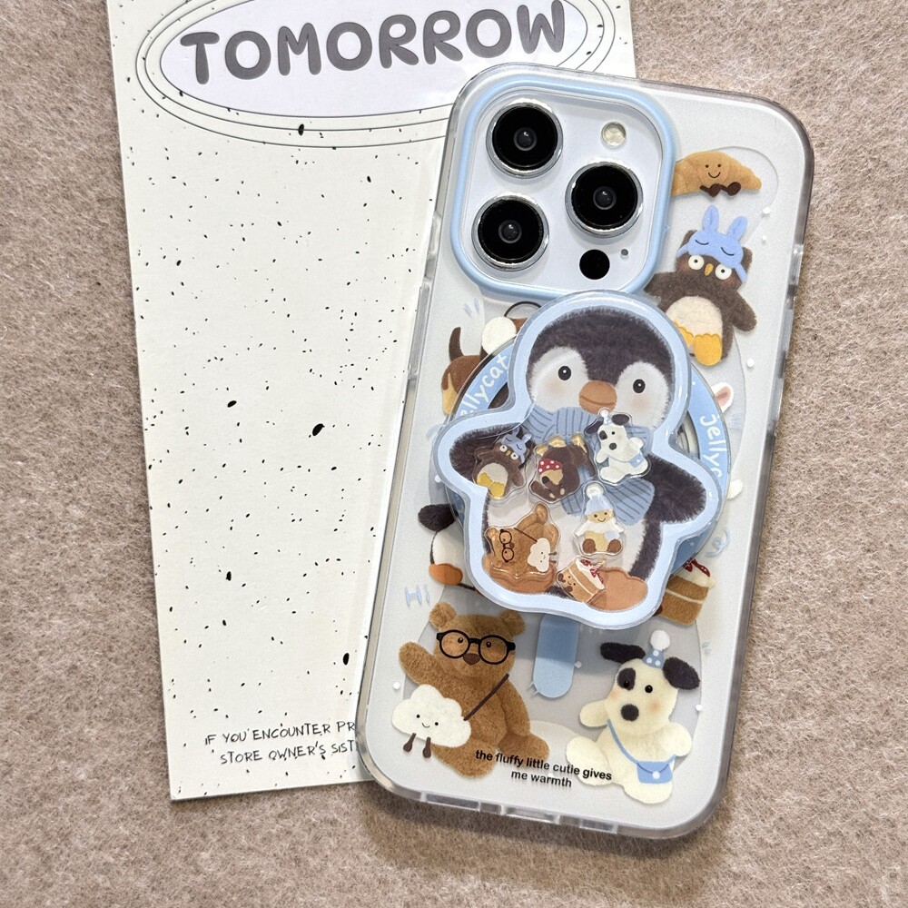 可愛jellycat圍巾企鵝磁吸手機保護殼