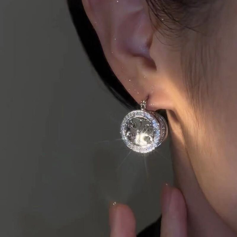 高級感圓圈鑲鑽個性耳環