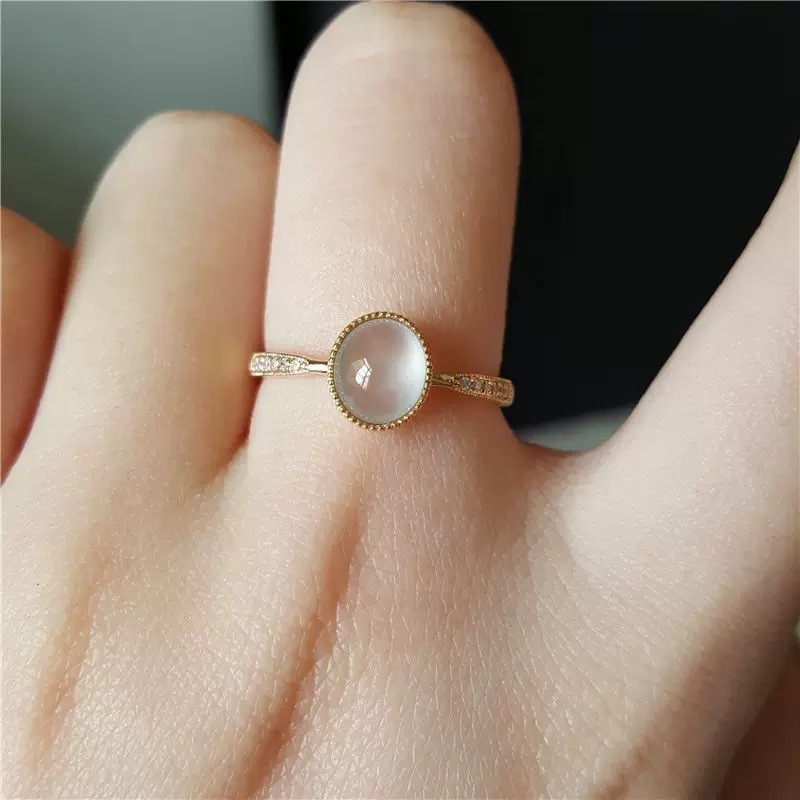 新中式復古橢圓石戒指