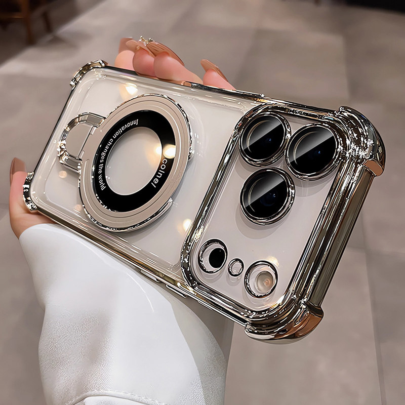 純色全包氣囊Magsafe帶支架Phone保護殼