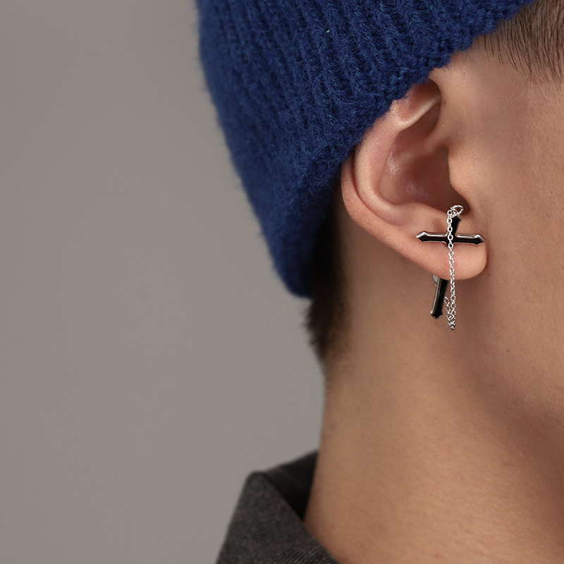 個性十字架潮男耳環