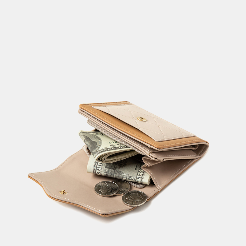 山茶花零錢短款皮夾錢包