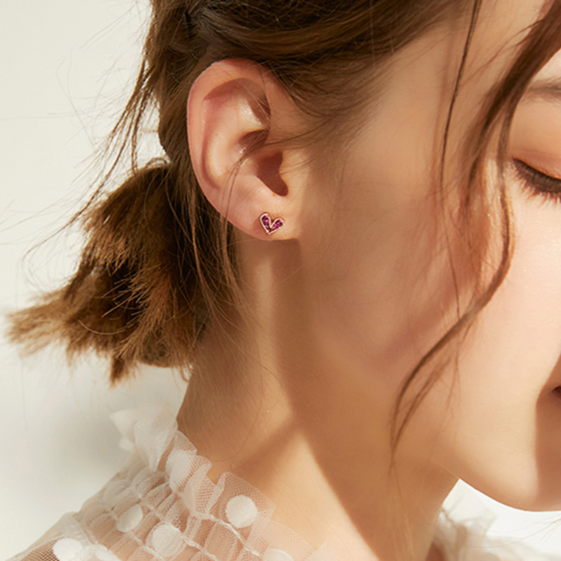 紫色愛心個性•夾式耳環