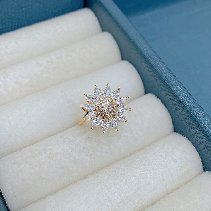 可旋轉太陽花戒指開口戒