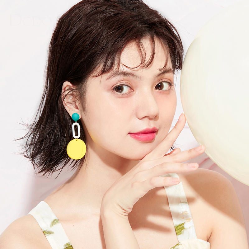 時尚花朵耳環夾式耳環