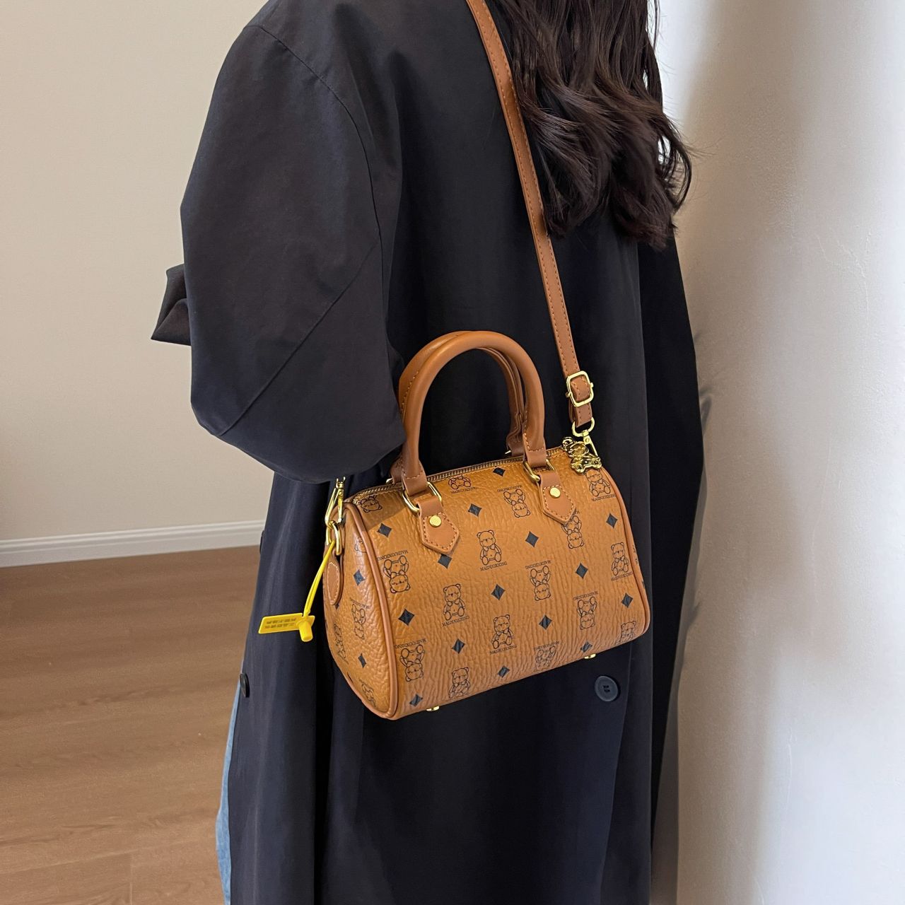 精緻花紋枕頭包手提斜跨單肩包